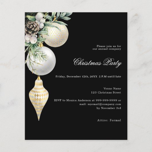 Papier Invitation à la soirée de Noël de la société Black (Devant)