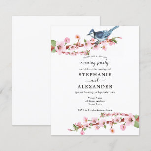 Papier Invitation à la soirée oiseaux sous les fleurs de 