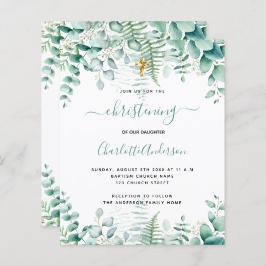 Papier Invitation à la verdure à l'eucalyptus (Devant / Derrière)