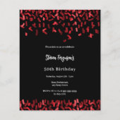 Papier Invitation à l'anniversaire de confetti noir (Devant)