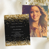 Papier Invitation à l'anniversaire de la photo en or noir