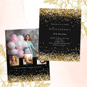 Papier Invitation à l'anniversaire de la photo en or noir