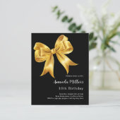 Papier Invitation à l'anniversaire de l'arc en or noir (Debout devant)