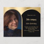 Papier Invitation à l'anniversaire de l'arche photo en or (Devant)