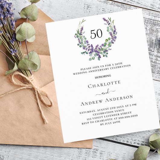 Papier Invitation à l'anniversaire du mariage du budget L