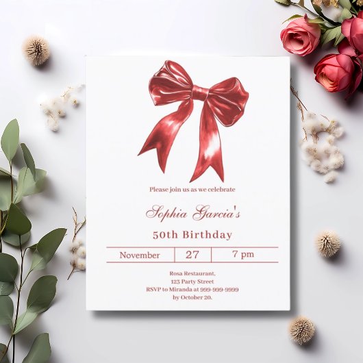 Papier Invitation à l'anniversaire en rouge blanc