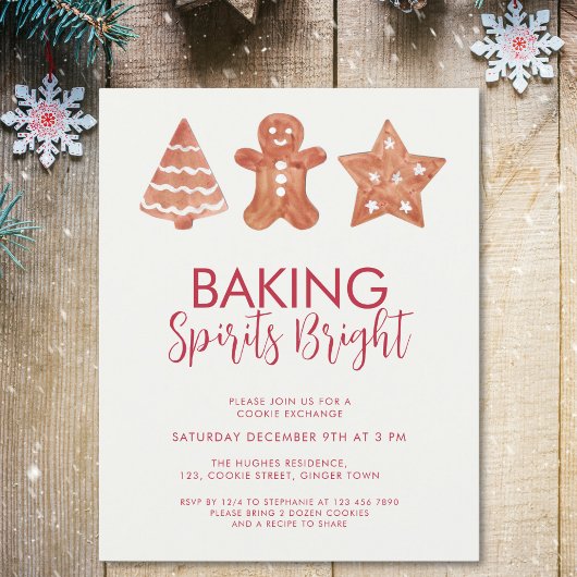 Papier Invitation à l'échange de biscuits de Noël économi