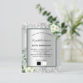 Papier Invitation à l'eucalyptus blanc blanc argenté (Debout devant)