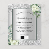 Papier Invitation à l'eucalyptus blanc blanc argenté (Devant)