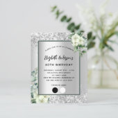 Papier Invitation à l'eucalyptus blanc blanc argenté (Debout devant)