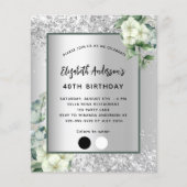 Papier Invitation à l'eucalyptus blanc blanc argenté (Devant)