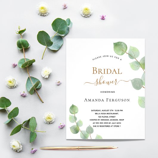 Papier Invitation à l'eucalyptus de la Fête des mariées b