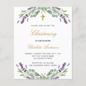 Papier Invitation à l'eucalyptus de lavande de baptême bu (Devant)