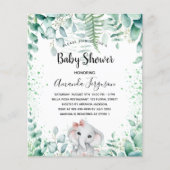 Papier Invitation à l'eucalyptus du Baby shower budgétair (Devant)