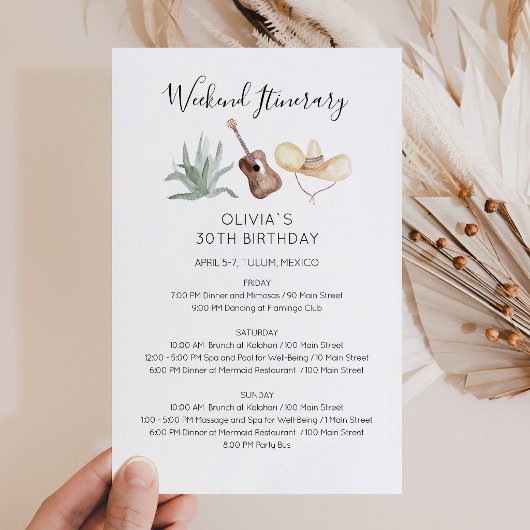 Papier Invitation à l'itinéraire d'anniversaire de week-e