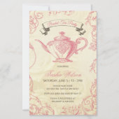 Papier Invitation à thé Vintage rose ivoire Budget (Devant)
