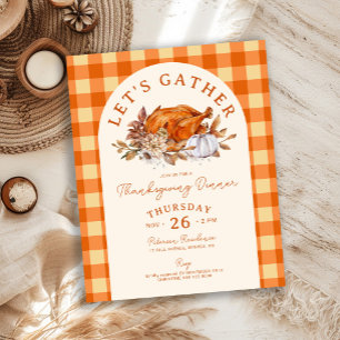 Papier Invitation à un dîner de Thanksgiving rustique à p