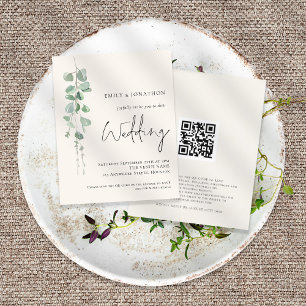 Papier Invitation à un mariage à la crème Eucalyptus de S