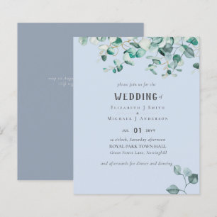 Papier Invitation à un mariage budgétaire Dusty Blue Sage