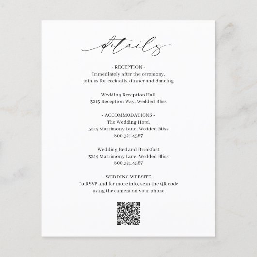 Papier Invitation à un mariage classique noir et blanc (Dos)