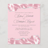 Papier Invitation à un mariage en argent de Glam Pink Sat (Devant)