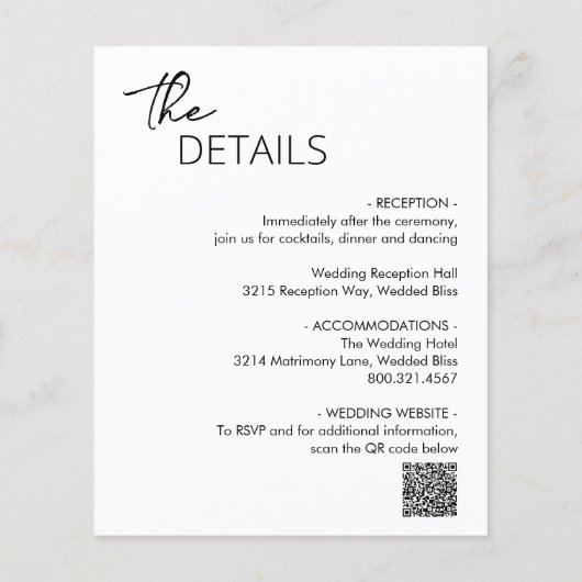 Papier Invitation à un mariage minimal noir et blanc (Dos)