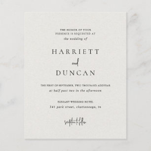 Papier Invitation à un mariage neutre et budgétaire