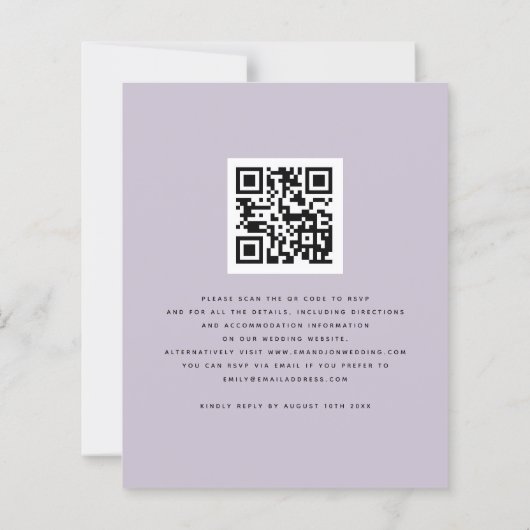 Papier Invitation à un mariage QR dans un cadre scintillé (Dos)