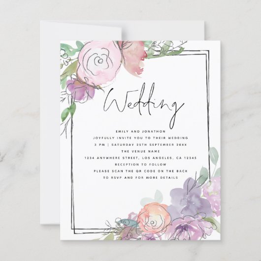 Papier Invitation à un mariage QR dans un cadre scintillé (Devant)