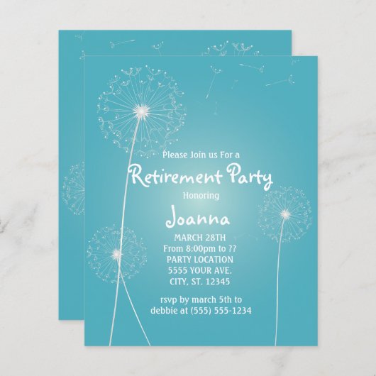 Papier Invitation à un pissenlit budgétaire (Devant / Derrière)