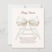 Papier Invitation à une Baby Shower avec perles crème et  (Devant)