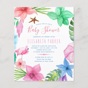 Papier Invitation à une baby shower estivale et tropicale