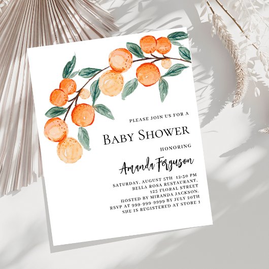 Papier Invitation à une baby shower Oranges