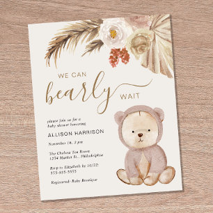 Papier Invitation à une baby shower ourson boho