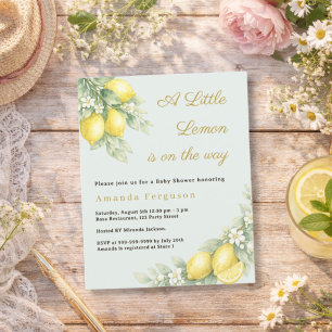 Papier Invitation à une baby shower verte au citron et à