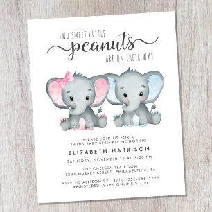 Papier Invitation à une fête de bébé jumeaux garçon fille