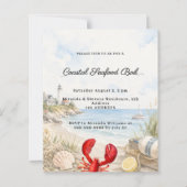 Papier Invitation à une fête de fruits de mer côtiers bou (Devant)