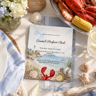 Papier Invitation à une fête de fruits de mer côtiers bou