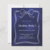 Papier Invitation à une fête de Noël avec un nœud bleu (Devant)