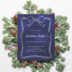 Papier Invitation à une fête de Noël avec un nœud bleu