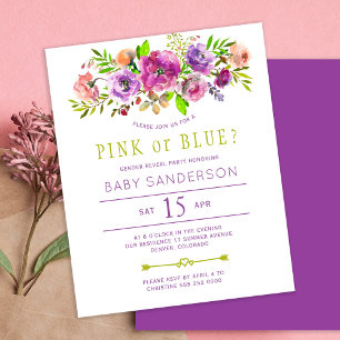 Papier Invitation à une fête de révélation du sexe du béb