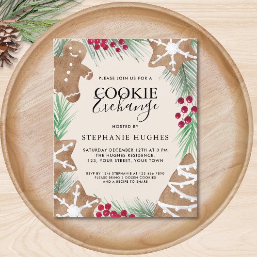 Papier Invitation à une fête d'échange de biscuits de Noë
