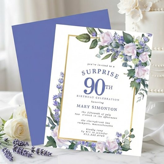 Papier Invitation à une fête surprise pour un 90e anniver