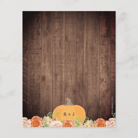 Papier Invitation à une soirée de douche de mariée automn (Dos)