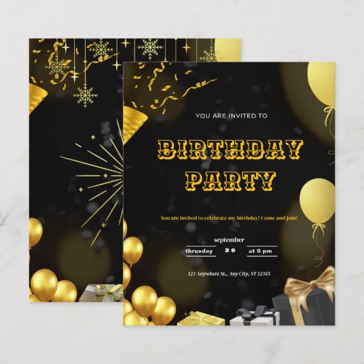 Papier invitation anniversaire (Devant / Derrière)