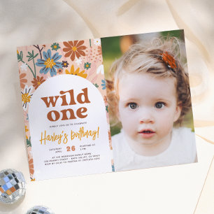 Papier Invitation anniversaire 1 an Budget Wild One Retro