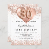 Papier Invitation anniversaire 30 ans ballons rose gold (Devant / Derrière)