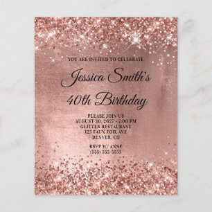 Papier Invitation Anniversaire 40 Ans Rose Gold Brillante