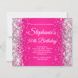 Papier Invitation Anniversaire 50 Ans Pailleté Argent Omb