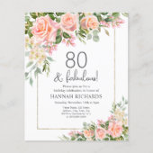 Papier Invitation Anniversaire 70 Ans Fleurs de Roses Ros (Devant)
